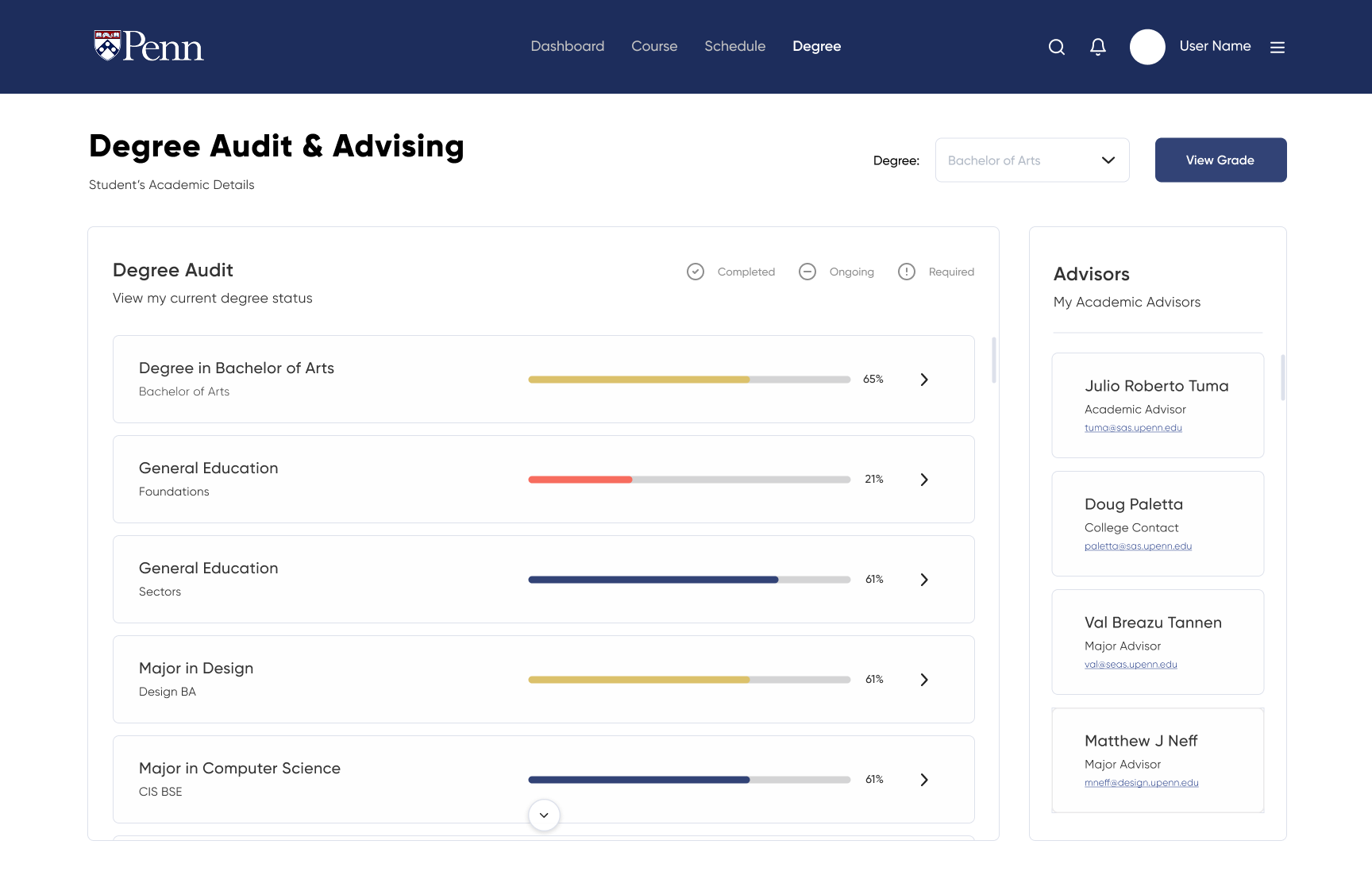 Path@Penn redesign — Degree Audit